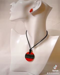 ECO STORY™ Terra Cotta ORANGE ROUND Pendant and Earrings Handmade Jewellery Set