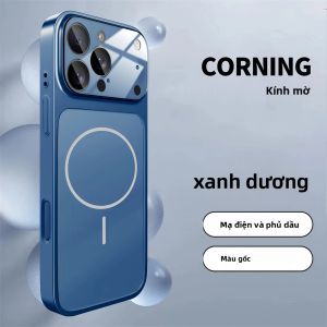 Ốp Lưng Kính Mờ Không Dây Sạc Từ Tính Cho iPhone 13 Pro Max Cửa Sổ Lớn Tương Thích Magsafe Chống Sốc Cứng Cáp Cho 17 16 15 14 Air