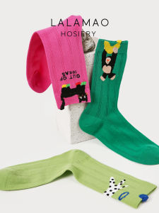 Womens Mid-Calf Socks Breathable Mesh Cotton Cartoon Design Sweet Style Autumn Spring Seasonal Comfortable Cotton Socks