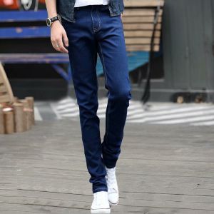 Mid-Waist Mens Jeans: Slim Fit Denim with Micro Bomb Elasticity Black and White Straight Long Pants for All Seasons