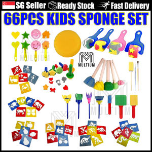 66 pcs Kids Sponge Set Kid Educational Arts and Craft Painting DIY Gift Set