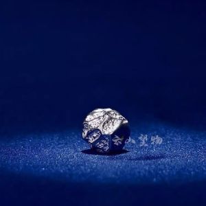 ลูกปัดโลหะผสมเงินแท้ 925 ลูกปัดตกแต่งลาย Meteorite ลูกปัด DIY 3D วัสดุโลหะผสมวัสดุอื่นๆ อุปกรณ์งานฝีมือ
