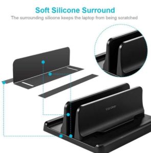 Vaydeer Vertical Laptop Stand Thickness Adjustable Tablet Phone Desktop Laptop PVC Stand
