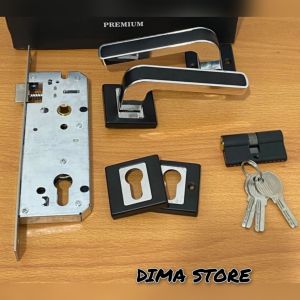 Handle Pisah Pintu Kamar Hitam Dop Ongkel Kotak Minimalis Kuat Awet Anti Karat