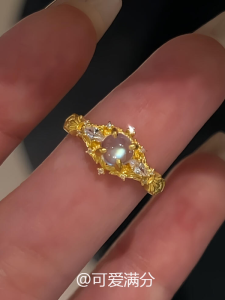 New Chinese Style Micro-Paved Flash Zircon Gold Ring Court Style Lightweight Luxury Design Womens Ring Cool Sensation Elegant Ring