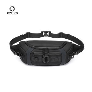 OZUKO Fashion Men Waist Bag Outdoor Sports Tactical Fanny Pack Multifunction Waterproof Male Chest Bag Mens Crossbody Bags Bum