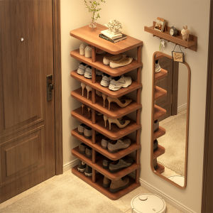 Stable Solid Wood Floor Standing Shoe Rack Simple Design Multi-Layer Entrance Hall Storage Cabinet for Sports Shoes Home Use