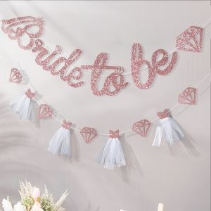 1Set Glitter Bride To Be Banner Bridal Shower Diamond Yarn Dress Garland Flags Photo Background for Wedding Bachelorett Decor
