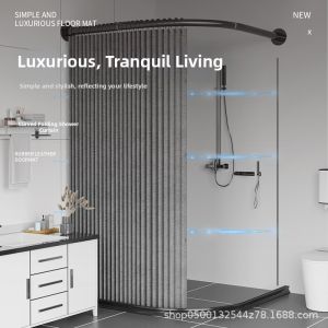 ZHIZHOU | Magnetic Three-Side Installation-Free Waterproof Shower Curtain with Curved Rod