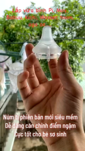 Núm ti cánh hoa Babuu : Chống sặc mô phỏng ti mẹ ( cánh hoa ) +núm ti mika ( núm thường ) + núm hút