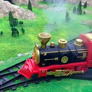 รถไฟไฟฟ้าพ่นละอองน้ำ เสียงจริง+แสงสีสัน! ของเล่นเด็กDIY ต่อรางเองได้ เสริมสร้างจินตนาการ รถไฟไฟฟ้า 4 คัน มี3ขนาด