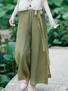 New Chinese Style Han Elements Improved Song Pants Thin Summer Womens Pants Commute Casual High Waist Wide Leg Pants