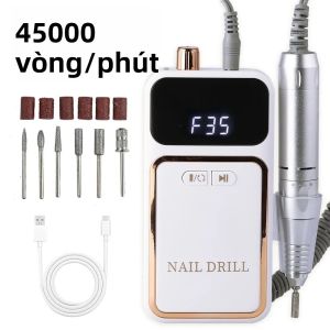 Máy Khoan Móng Điện Chuyên Nghiệp Cầm Tay 45000 Vòng/phút Sạc Lại Được Tiếng Ồn Thấp Dụng Cụ Làm Móng Cho Tiệm Làm Móng