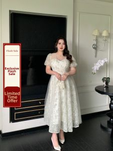GLEC | Plus Size Heavy Design French Luxury Sequin Mesh Dress