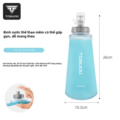 Bình Nước Mềm Có Thể Gập Lại TOSUOD 301-400ml Bình Silicon Có Thể Gập Lại Không Chứa BPA Chống Rò Rỉ Dùng Cho Xe Đạp Chạy Bộ Cắm Trại Đi Bộ Đường Dài Với Túi Đeo Thắt Lưng Giữ Nước