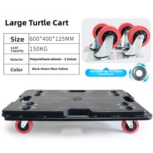 Tosoda | Turtle Cart Four-Wheel Portable Shopping Cart Carbon Steel Body Foldable Dolly with Universal Wheels for Home Use