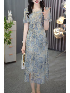 GUBODUO | Floral Waist-cinching Dress Slimming Fashion Trendy
