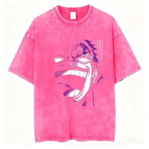 Bandai | Anime One Piece Doflamingo Men 2025 New Summer Washed T-shirt Harajuku Retro Street Oversized Women Casual Short-sleeved Top Y2K