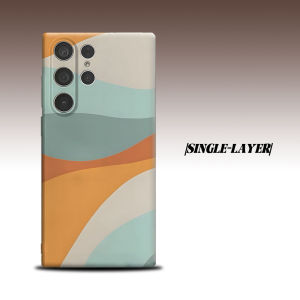 Retro Orange Wave For Samsung Galaxy S26 S25 S24 A56 A36 Dual Layer Luxury Fashion Full Lens Protective Case