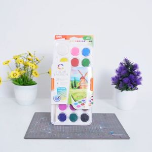 Deli Watercolor Paint / Cat Air Padat 8/12/21 Warna Gratis Kuas EC10