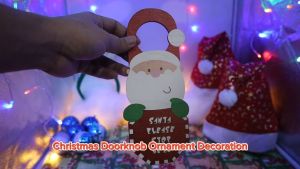 Christmas Doorknob Ornaments Santa Claus Decor Festive Wooden Door Hanger Decorations Perfect Holiday Party Supplies