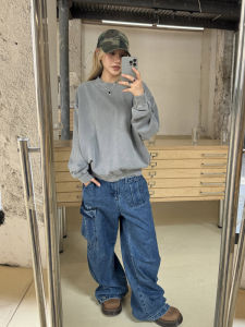 Áo Nỉ Cổ Tròn Cotton Nguyên Chất 380g Nặng Phong Cách Mới Thu Đông Trung Tính Đa Năng Áo Nỉ Thường Ngày Chất Liệu Cotton