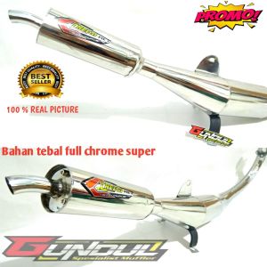 Knalpot satria 2tak lscm satria ru 2 tak creampie standar racing full crhome suara garing MURAH