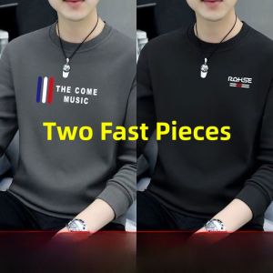 Mens Pure Cotton Sweatshirt Long Sleeve round Neck Casual T-shirt Spring Autumn Wardrobe Essential Comfortable Breathable Top