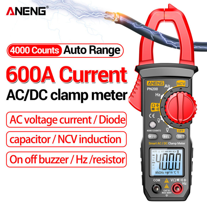 ANENG PN200ดิจิตอลหนีบมิเตอร์ Dc/ac 600A ปัจจุบัน4000นับมัลติมิเตอร์แอมมิเตอร์ทดสอบแรงดันไฟฟ้ารถเฮิร์ตความจุ NCV โอห์มทดสอบ