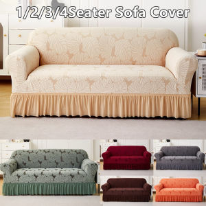 Universal Sofa Cover Elastic Slipcover Non Slip Embossed Thick Fabric Skirted Living Room L Shape 1 2 3 4 Seater