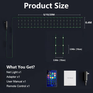 Smart 400LEDs Outdoor Net Lights with RGBIC and DIY Functions10m Net Lights with 64 Modes for Bush Patio Halloween Decor