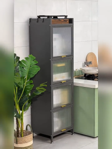 NINI Narrow Gap Kitchen Storage Cabinet | Carbon Steel Slit Organizer | Wheelable Slim Side Cabinet | High Cabinet for Small Apartment Dead Space