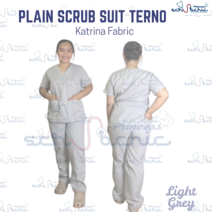 PSC Light Grey Katrina Plain Scrub Suit Terno for Men & Women/ Canadian-Katrina/Medical nurse vet yay