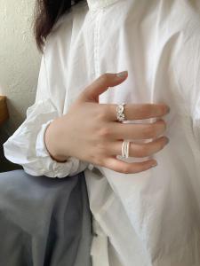 Retro Multi-Layer Wrapped Micro-Set Open Ring for Women High-End Sensation Index Finger Ring Minimalist Style Ring Texture Flower