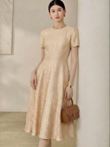 Roey s house | Elegant Graceful Sn-colored Flared Dress