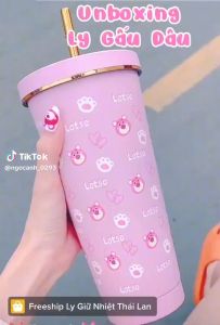 [Tặng kèm Sticker dán] Ly giữ nhiệt cute dễ thương có ống hút Cốc giữ nhiệt cầm tay dung tích 500ml  700ml