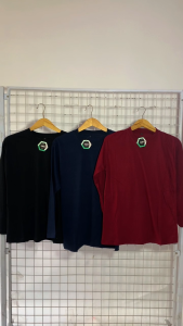 Kaos Lengan Panjang Polos Casual 100% Cotton - Warna Solid Multi-Pilihan