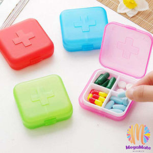 MegaMate กล่องยา มินิ กล่องสีสันลูกกวาด หลายช่อง กล่องยาแบบพกพา สปอตสินค้า Cross-packing pill box Maygo