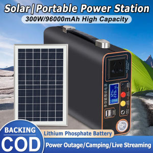 300W 96000mAh Portable Power Station Solar Generator Heavy Duty With Panels 220v Fast Charge Large Capacity Outdoor Power Bank Solar Generator for Home 220v