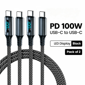 NNBILI 2pcs Ultra-Super Fast Charge Cord 120W USB A To Type C Data Cord For Xiaomi Redmi Samsung With Led Digital Display Cable
