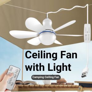 USB Ceiling Fan Lighting Lamp 6 Leaves USB Powered Ceiling Canopy Fan Hanging Fan with Remote Control Camping Fan Portable Fan
