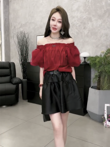 Summer Fashionable Womens Shirt One-Shoulder Short-Sleeve Slimming Versatile Top Trendy Casual Wear Other Material
