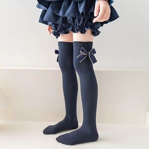 ถุงเท้ายาวถึงเข่า ถุงเท้านักเรียนอเนกประสงค์ สไตล์เจ้าหญิงโบว์เด็กวัยกลางคนและโต ถุงเท้ายาวถึงต้นขา รุ่นJCK9