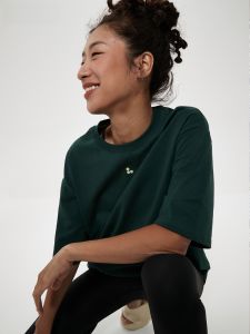 Konikoni Pine Needle Green Pure Cotton Sports Short-Sleeved T-shirt Female Summer New Loose Running Yoga Jacket Workout Clothes