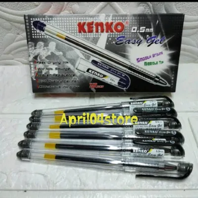 12 Pcs Pulpen Kenko Easy Gel 0.5 Mm Hitam/Pulpen Tinta Gel