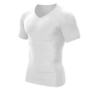 Mens V-Neck Compression Short Sleeve Tee -Chest & Abdomen Slimming Hides Male Chest Fitness & Outdoor Sports Wear