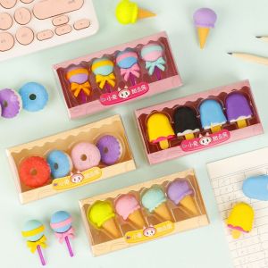 {Ready Stock} High-Value Comel Pemadam 4pcs Mini Cute Candy Colourful Eraser Kids School Lollipop Donut Ice Cream Popsicle 创意盒装橡皮擦小学生不留痕像皮幼儿园儿童文具奖品小礼物