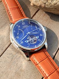 Parnis Parnis Mechanical Watch Seagull ST25 Movement Flywheel Fly Back Automatic Display Men Business Authentic