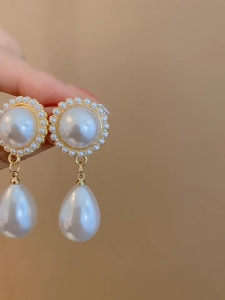 LL Fashionable French Waterdrop Pearl Elegant Earrings ES63765