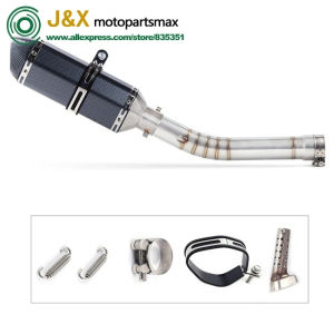 Motorcycle Carbon Fiber Exhaust Escape Muffler Middle Link Pipe Slip On Full System Slip On For Yamaha YZF-R6 R6 1998-2005
